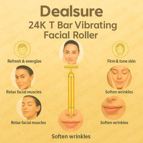 24K Gold Energy Beauty Bar Electric Facial Massage Roller Pro